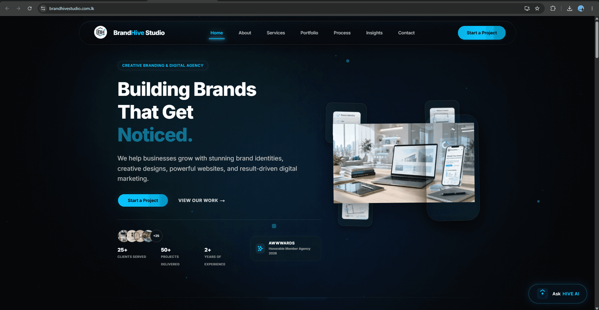 BrandHive Studio — Hero & Brand Experience