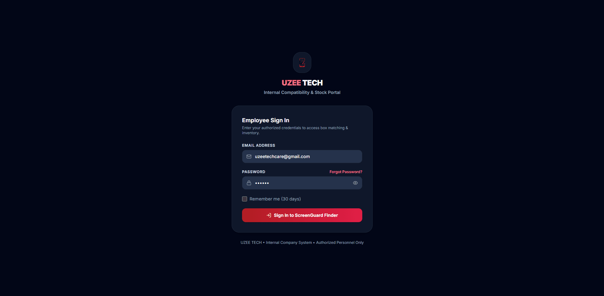 Staff Authentication Portal